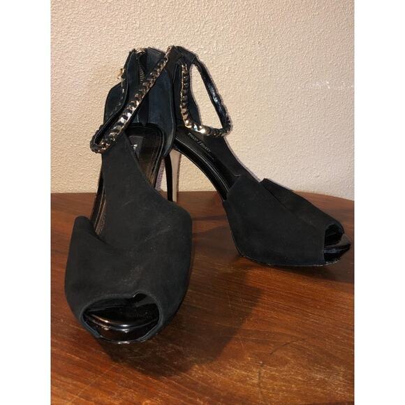 White House Black Market Mob Wife Edgy Goth Up Town Stilleto Heels Chain - Picture 1 of 14